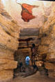 Recreation of cave to show prehistoric man painting bison at Museu d'Arqueologia de Catalunya. Barcelona, Spain.