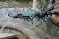 Detail of Gaudí's metalwork dragon for Font d'Hèrcules at Pedralbes Park. Barcelona, Spain