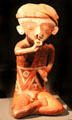 Male terracotta figurine from Nayarit, Mexico at Barbier Mueller Precolumbian Art Museum. Barcelona, Spain.