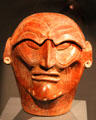 Ceramic head vase from Maya Guatemala at Barbier Mueller Precolumbian Art Museum. Barcelona, Spain.