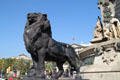 Lion on Columbus Monument. Barcelona, Spain.