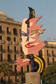 Barcelona Face sculpture by Roy Lichtenstein on Mirador del Port Vell. Barcelona, Spain.