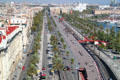 View of Moll de la Fusta & Passeig de Colom on Port Vell waterfront. Barcelona, Spain.