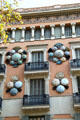 Umbrellas & fans on facade of Casa Bruno Cuadros on La Rambla. Barcelona, Spain.