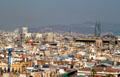Barcelona Gothic quarter skyline with Torre Agbar. Barcelona, Spain.