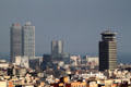 Barcelona skyline with highrises from Olympic Village to Rambla. Barcelona, Spain.