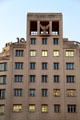 Corner building with Griffon statue. Barcelona, Spain.