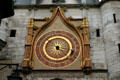 Gothic clock face on Tour Gaillarde. Auxerre, France