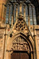 Portal & Last Judgement over Nativity tympanum of St. Martin church. Colmar, France