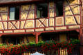 Half-timbered houses with elaborate painted patterns. Colmar, France