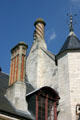 Chimneys of Porter's Lodge neo-Gothic addition. Jumièges, France