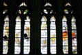 Modern stained-glass windows with white areas plus birds in Cathedral. Metz, France.