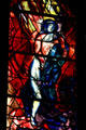 Detail of man & women from stained-glass by Marc Chagall in Cathedral. Metz, France.
