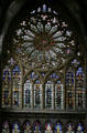 Rose window stained-glass wall in Cathedral. Metz, France.