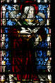 Stained-glass Apostle St Paul in Cathedral. Metz, France.
