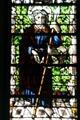 Stained-glass Apostle St Thomas in Cathedral. Metz, France.
