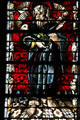 Stained-glass Apostle St Bartholomew in Cathedral. Metz, France.