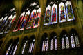 Range of modern stained-glass windows in Cathedral. Metz, France.