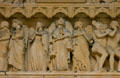 Weighing of souls at Last Judgment on tympanum of Cathedral. Metz, France.