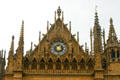 Clock under facade peak of Cathedral of St. Etienne. Metz, France.