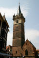 Kapellturm clock tower beside city hall. Obernai, France.