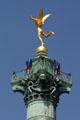 Génie de la Liberté sculpture by Augustin-Alexandre Dumont atop July Column at Place de la Bastille. Paris, France.