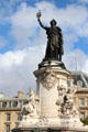 French Revolution monument of liberty, equality, & fraternity by Charles & Léopold Morice at Place de la République. Paris, France.