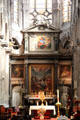 Altar with Baroque paintings at Eglise St Nicholas des Champs. Paris, France