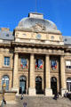 Entrance facade of Palais de Justice. Paris, France.