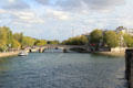 Western tip of Île St Louis with Pont Louis Philippe bridge running to right bank. Paris, France.
