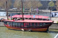Chinese-style boats moored at Quai d'Austerlitz. Paris, France.