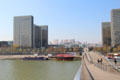 Simone de Beauvoir footbridge over River Seine leading to National Library. Paris, France