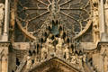 Christ crowing Virgin Mary in Central Portal of Reims Cathedral. Reims, France.
