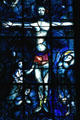 Stained glass Crucifixion by Marc Chagall in Cathedral. Reims, France.