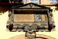 German inscription praising God from 1574 on half-timbered house. Riquewihr, France.