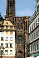 Cathedral as seen along rue Mercière. Strasbourg, France
