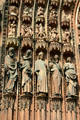 Saints, apostles & evangelists to left of central door of Cathedral. Strasbourg, France.