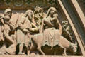 Detail of flight into Egypt of left door of Cathedral. Strasbourg, France.