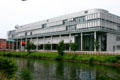 Arte television building beside European Parliament complex on River L'Ill. Strasbourg, France.