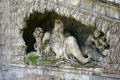Reclining male with cornucopia in grottos of Vaux-le-Vicomte chateau. Melun, France.