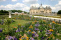 Flower garden & Vaux-le-Vicomte chateau. Melun, France.