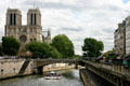 Notre Dame Cathedral over Cité Bridge. Paris, France.