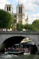 Notre Dame Cathedral over Saint-Michel Bridge. Paris, France