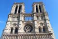 Western facade of Notre Dame Cathedral. Paris, France.