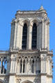 Southwest tower of Notre Dame Cathedral. Paris, France.
