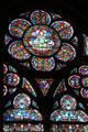 Saint Stephen stained glass window in Notre Dame Cathedral. Paris, France.