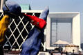 Personnages fantastiques sculpture by Joan Miró before La Grande Arche at La Défense. Paris, France.