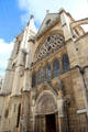 Flamboyant Gothic facade of St-Séverin Church. Paris, France.