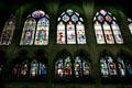 Wall of stained glass windows in St-Séverin Church. Paris, France.