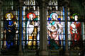 Female saints stained glass windows in St-Séverin Church. Paris, France.